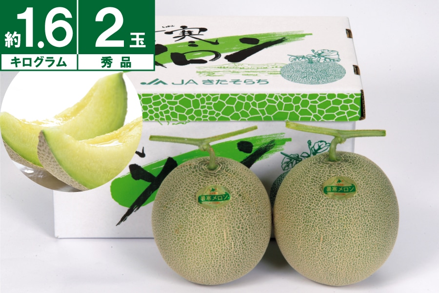雨竜町産 暑寒メロン秀品約1.6kg×2玉(青肉)《7月上旬~発送開始》