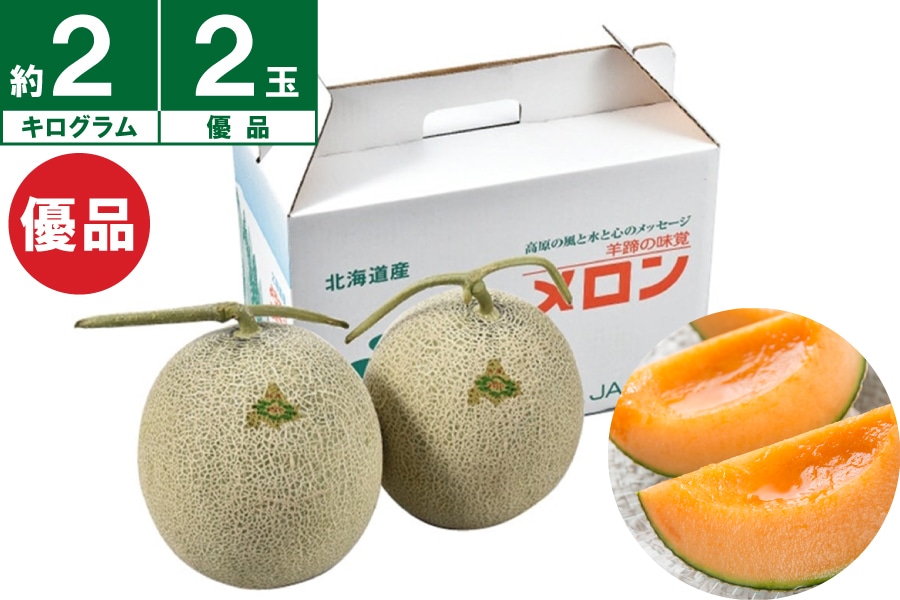 JAようてい ようていメロン優品2玉(約2㎏サイズ)《7月下旬~発送開始》